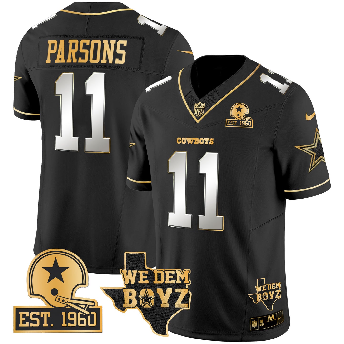 Cowboys Est. 1960 & We Dem Boyz Patch Gold Vapor Limited Jersey V2 - All Stitched