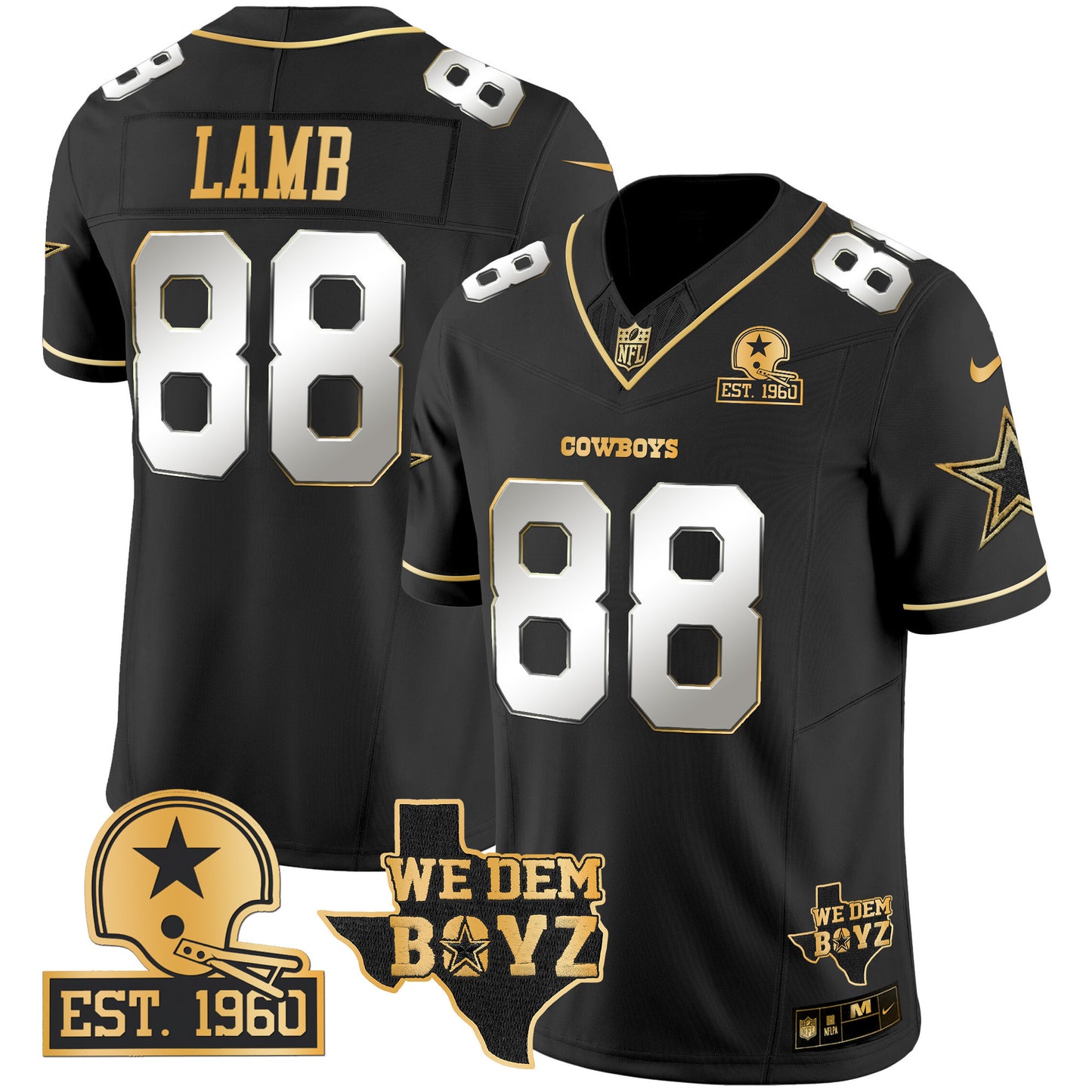 Cowboys Est. 1960 & We Dem Boyz Patch Gold Vapor Limited Jersey V2 - All Stitched