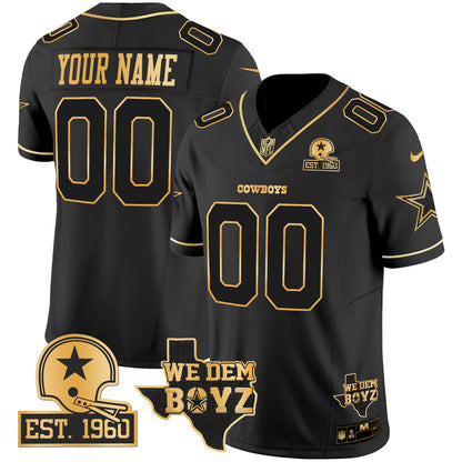 Cowboys Est. 1960 & We Dem Boyz Patch Gold Vapor Limited Custom Jersey V2 - All Stitched