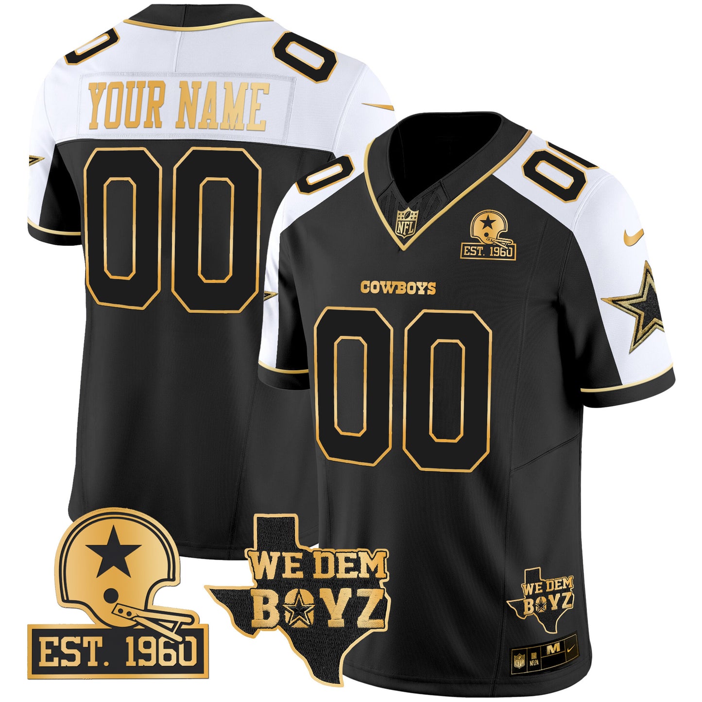 Cowboys Est. 1960 & We Dem Boyz Patch Gold Vapor Limited Custom Jersey V2 - All Stitched