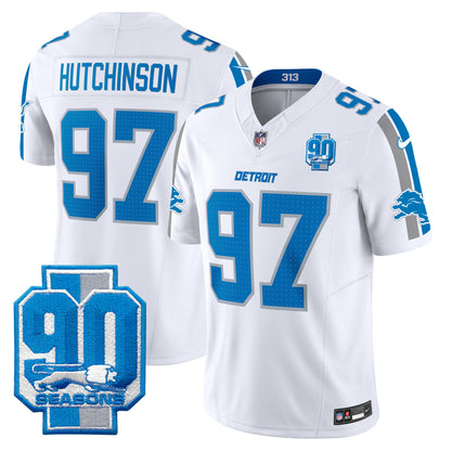 Detroit Lions 90th Year Patch Vapor Limited Jersey - All Stitched