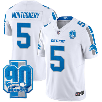 Detroit Lions 90th Year Patch Vapor Limited Jersey - All Stitched