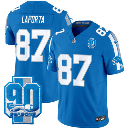 Detroit Lions 90th Year Patch Vapor Limited Jersey - All Stitched