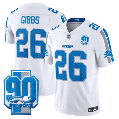 Detroit Lions 90th Year Patch Vapor Limited Jersey - All Stitched