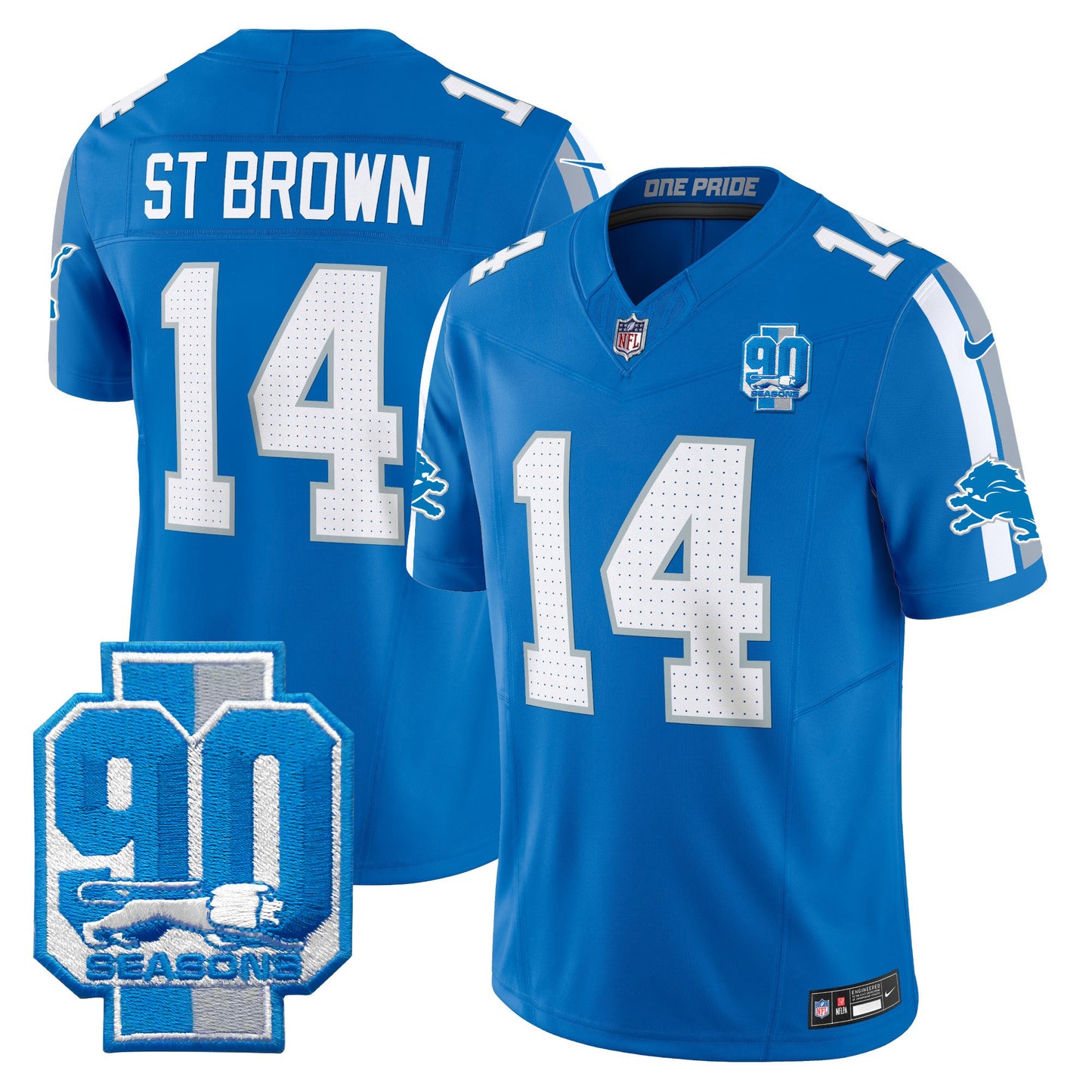 Detroit Lions 90th Year Patch Vapor Limited Jersey - All Stitched