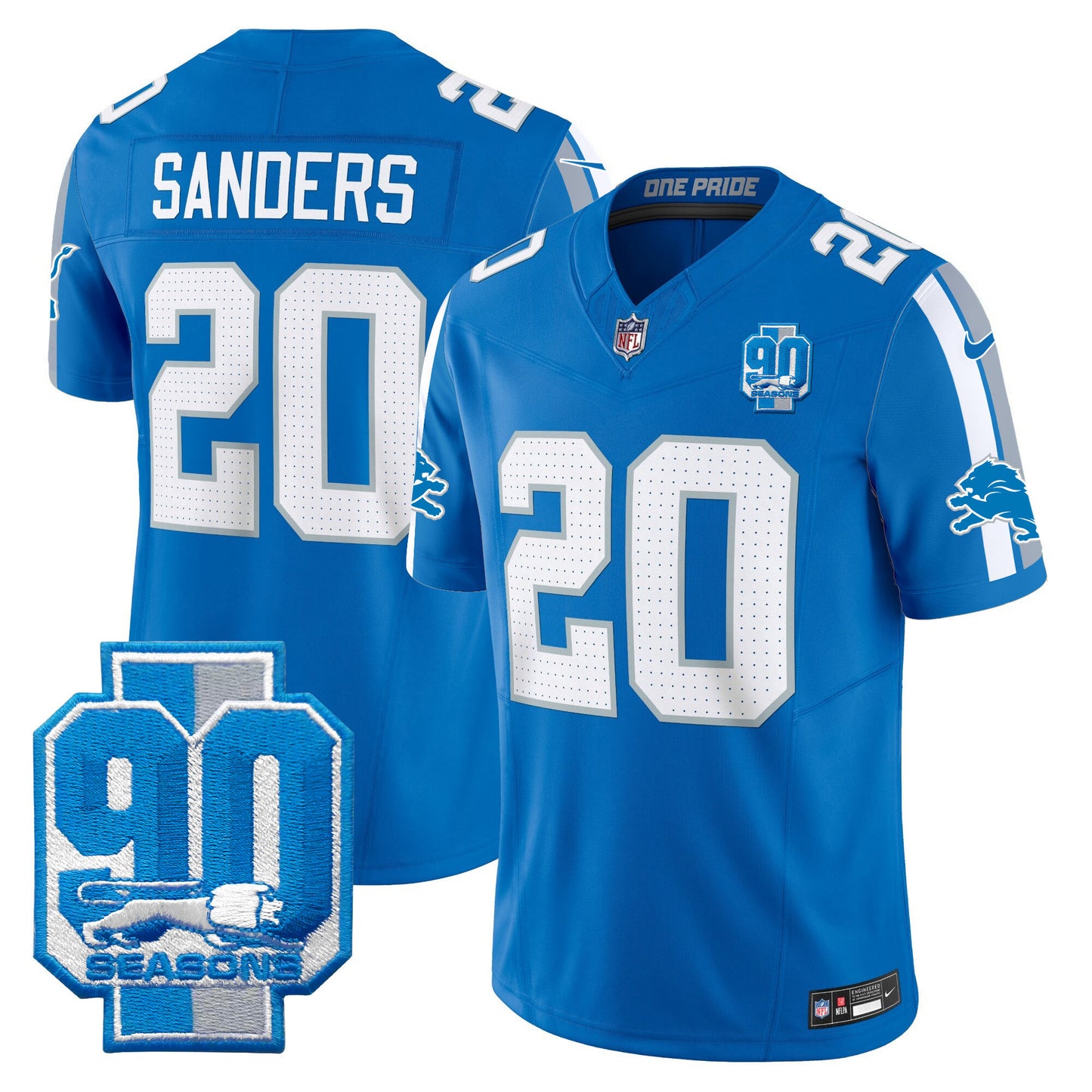 Detroit Lions 90th Year Patch Vapor Limited Jersey - All Stitched