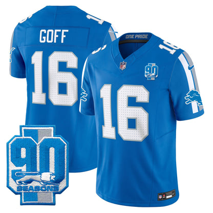 Detroit Lions 90th Year Patch Vapor Limited Jersey - All Stitched