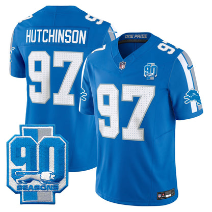 Detroit Lions 90th Year Patch Vapor Limited Jersey - All Stitched