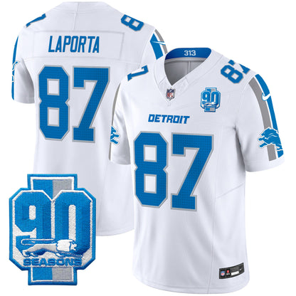 Detroit Lions 90th Year Patch Vapor Limited Jersey - All Stitched