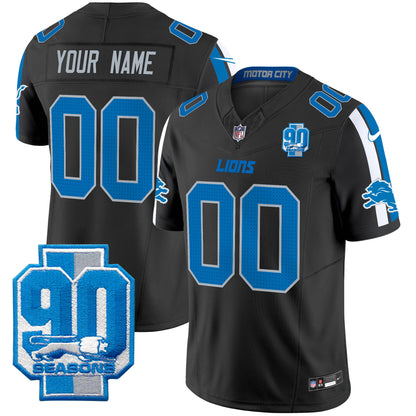 Detroit Lions 90th Year Patch Vapor Limited Custom Jersey - All Stitched