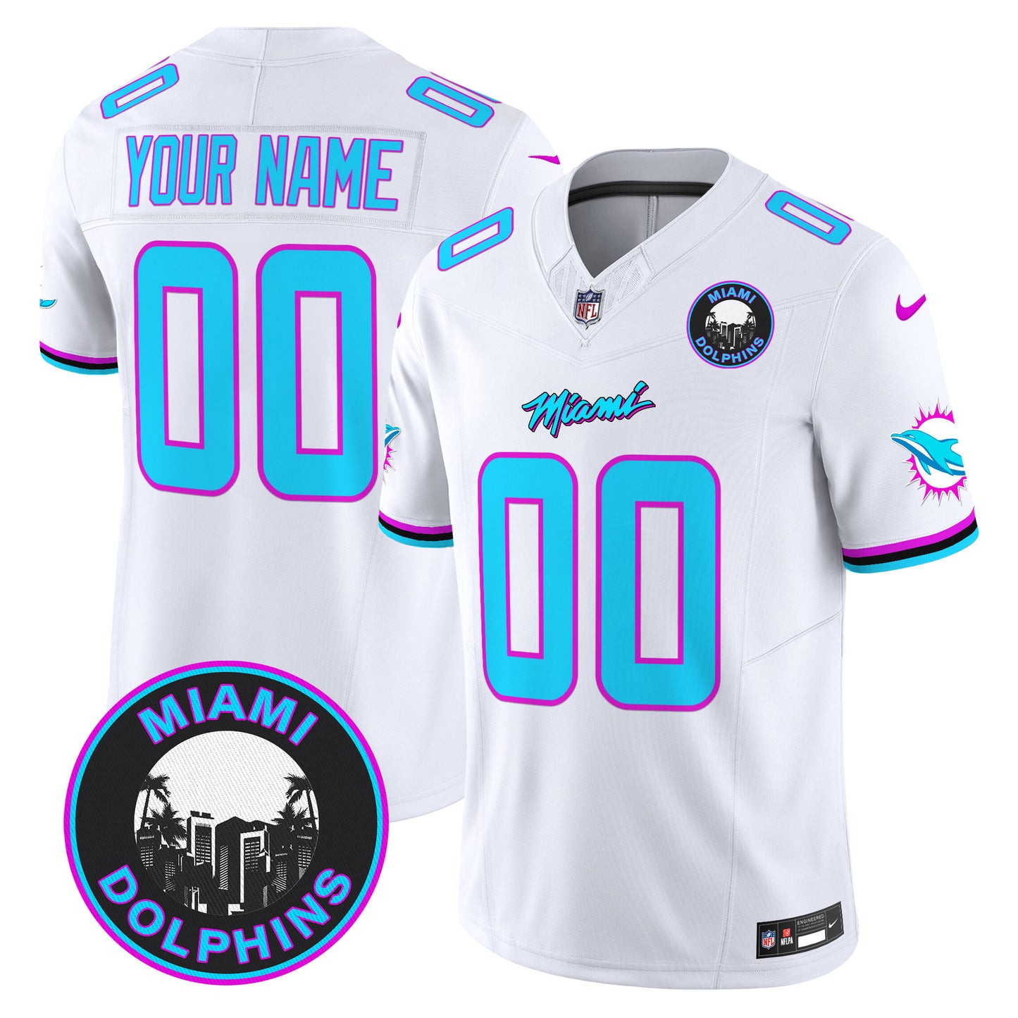 Dolphins Miami Vice Vapor Limited Custom Jersey V3 - All Stitched