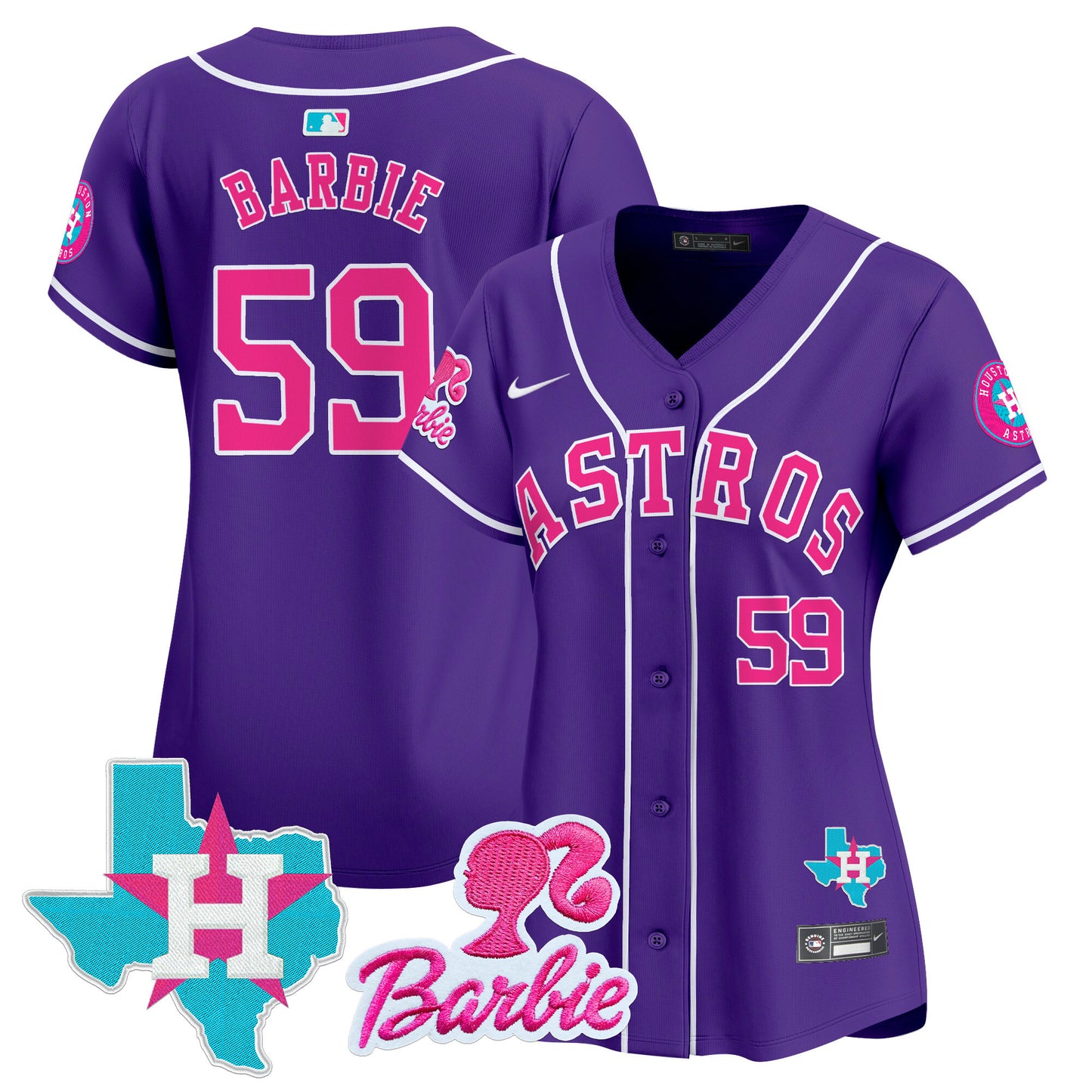 Women's Astros Barbie Patch Vapor Premier Limited Jersey - All Stitched