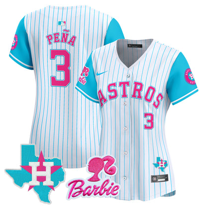 Women's Astros Barbie Patch Vapor Premier Limited Jersey - All Stitched