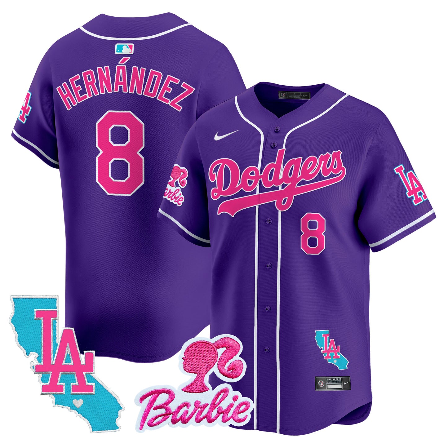 Dodgers Barbie Patch Vapor Premier Limited Jersey - All Stitched