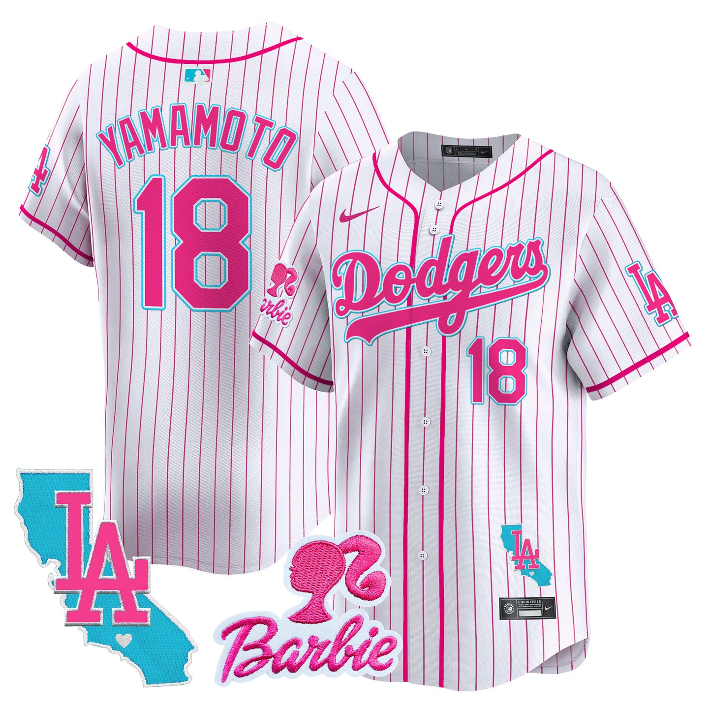 Dodgers Barbie Patch Vapor Premier Limited Jersey - All Stitched