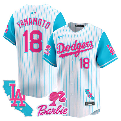 Dodgers Barbie Patch Vapor Premier Limited Jersey - All Stitched