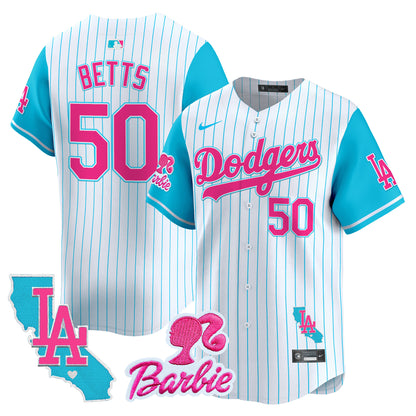 Dodgers Barbie Patch Vapor Premier Limited Jersey - All Stitched