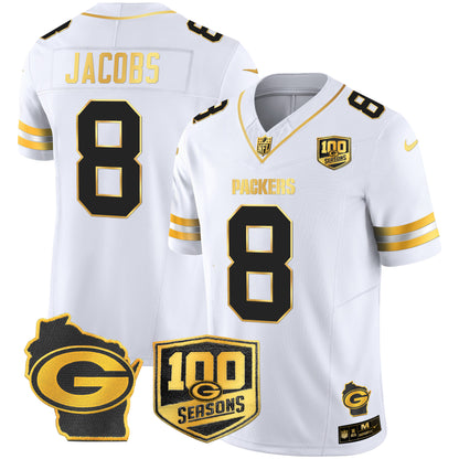 Packers 100th Season & Home Patch Gold Vapor Limited Jersey – All Stitched