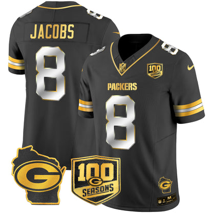 Packers 100th Season & Home Patch Gold Vapor Limited Jersey – All Stitched