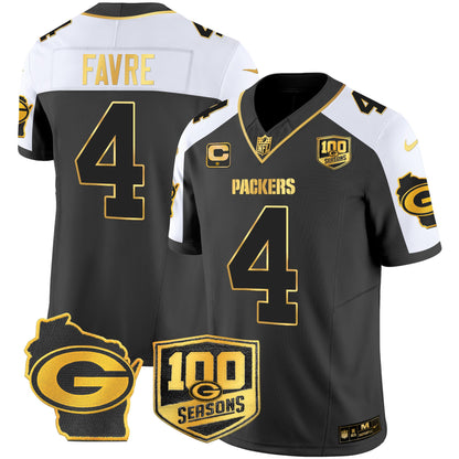 Packers 100th Season & Home Patch Gold Vapor Limited Jersey - All Stitched