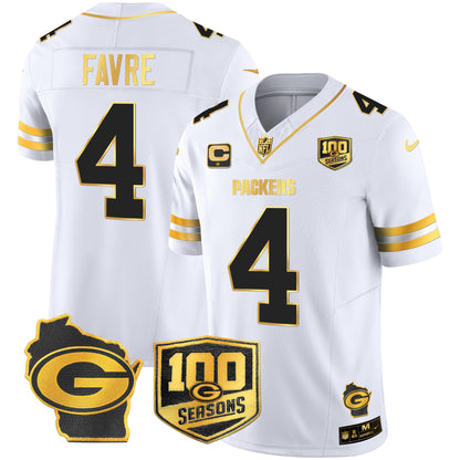 Packers 100th Season & Home Patch Gold Vapor Limited Jersey – All Stitched