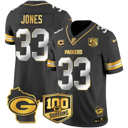 Packers 100th Season & Home Patch Gold Vapor Limited Jersey - All Stitched