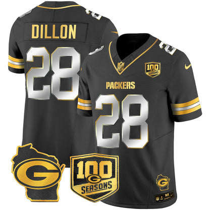 Packers 100th Season & Home Patch Gold Vapor Limited Jersey - All Stitched