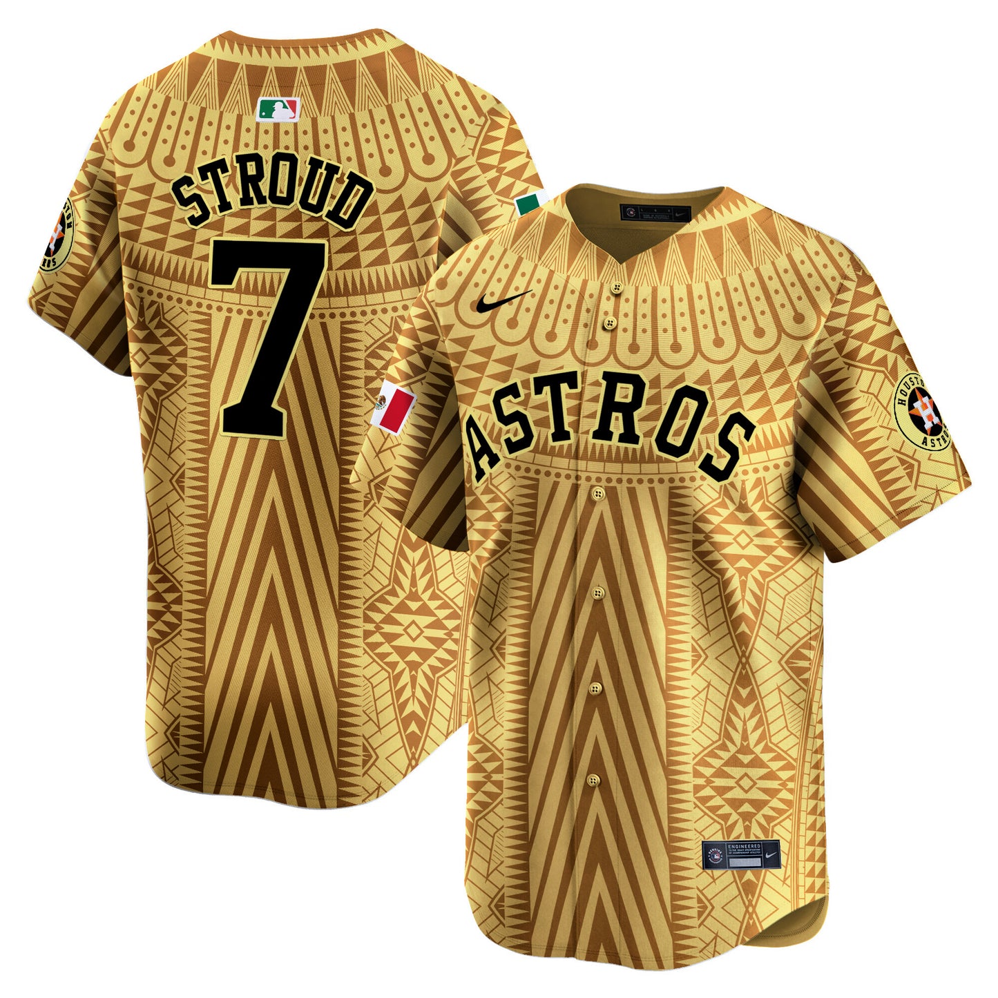 Astros Mexico Aztec Pattern Vapor Premier Limited Jersey - Printed