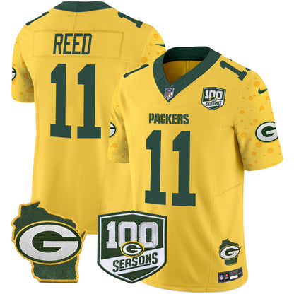 Packers 100th Season & Home Patch Cheese Vapor Limited Jersey - All Stitched