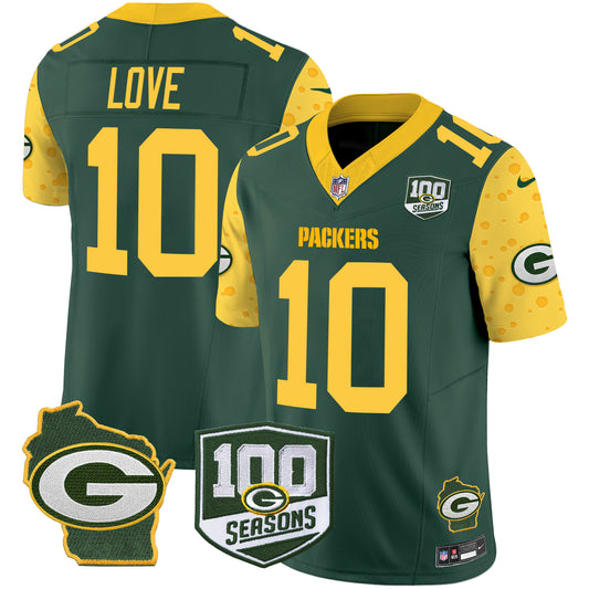 Packers 100th Season & Home Patch Cheese Vapor Limited Jersey – All Stitched