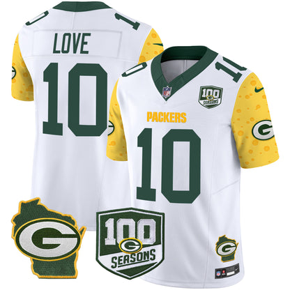 Packers 100th Season & Home Patch Cheese Vapor Limited Jersey – All Stitched