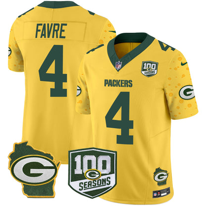 Packers 100th Season & Home Patch Cheese Vapor Limited Jersey - All Stitched