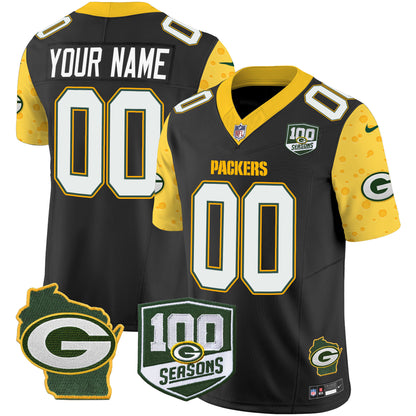 Packers 100th Season & Home Patch Cheese Vapor Limited Custom Jersey – All Stitched