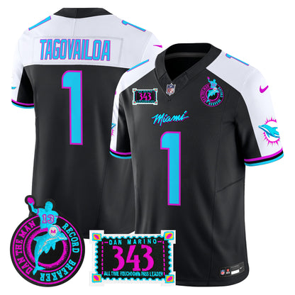 Dolphins Dan the Man Record Breaker Patch Vapor Limited Jersey - All Stitched