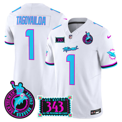 Dolphins Dan the Man Record Breaker Patch Vapor Limited Jersey - All Stitched