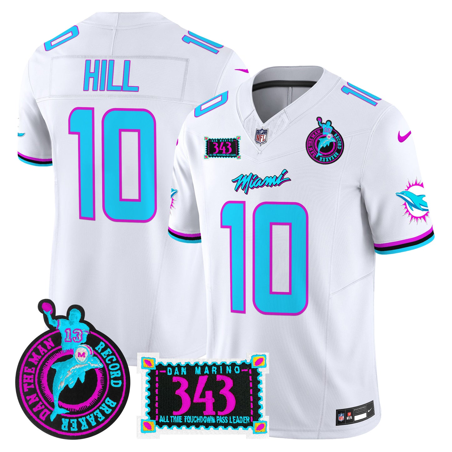 Dolphins Dan the Man Record Breaker Patch Vapor Limited Jersey - All Stitched