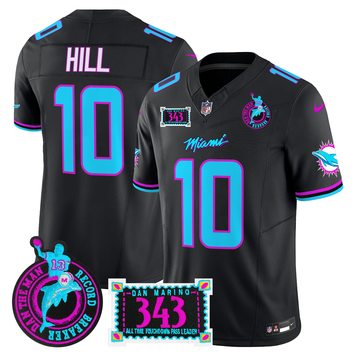 Dolphins Dan the Man Record Breaker Patch Vapor Limited Jersey - All Stitched