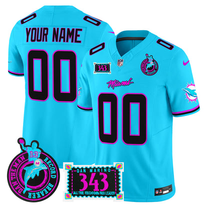 Dolphins Dan the Man Record Breaker Patch Vapor Limited Custom Jersey - All Stitched