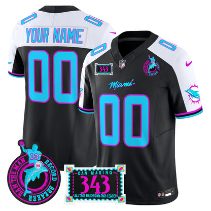 Dolphins Dan the Man Record Breaker Patch Vapor Limited Custom Jersey - All Stitched