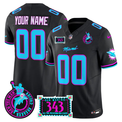 Dolphins Dan the Man Record Breaker Patch Vapor Limited Custom Jersey - All Stitched