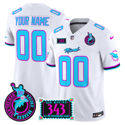 Dolphins Dan the Man Record Breaker Patch Vapor Limited Custom Jersey - All Stitched