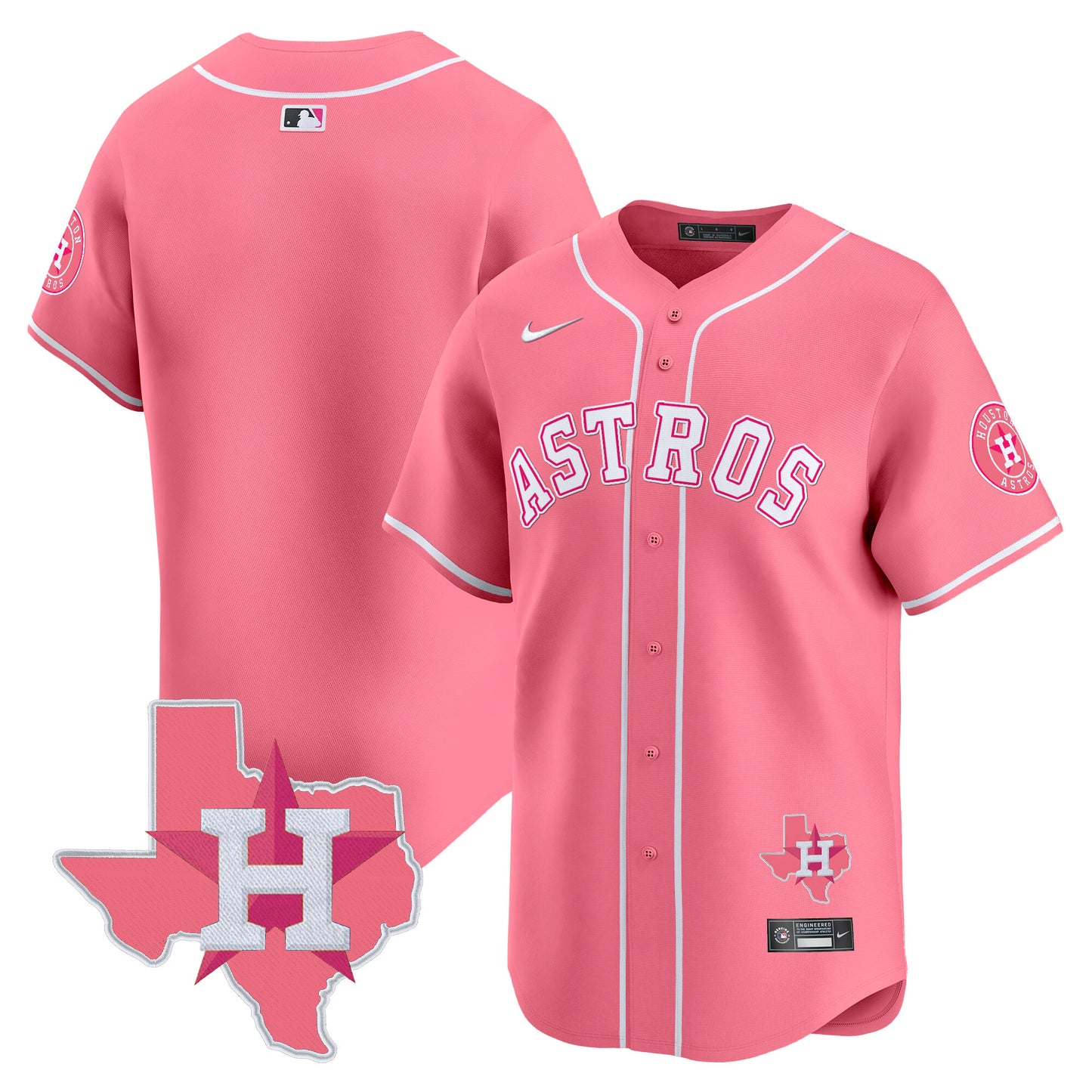 Astros Bubblegum Pink Vapor Premier Limited Jersey V2 - All Stitched