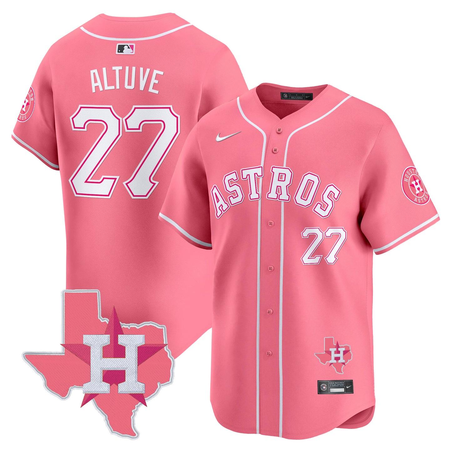 Astros Bubblegum Pink Vapor Premier Limited Jersey V2 - All Stitched