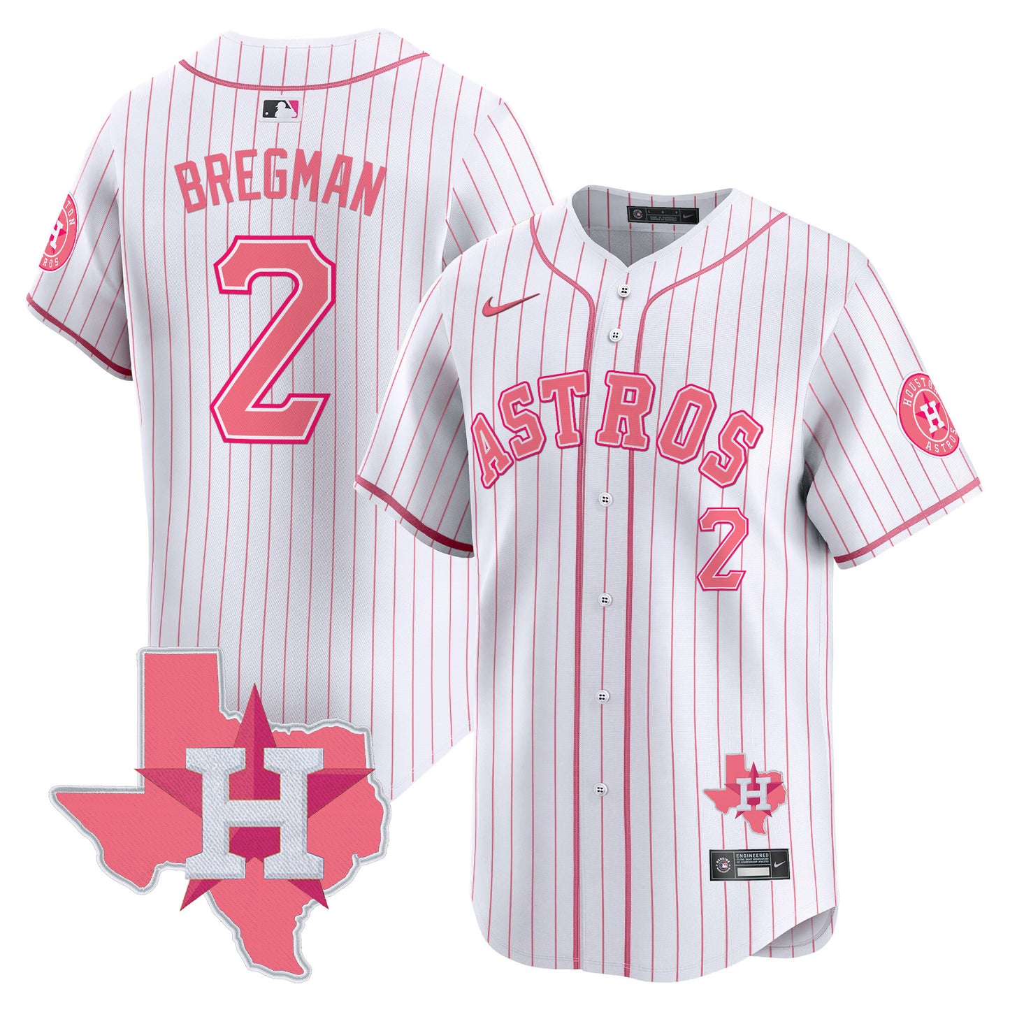 Astros Bubblegum Pink Vapor Premier Limited Jersey V2 - All Stitched