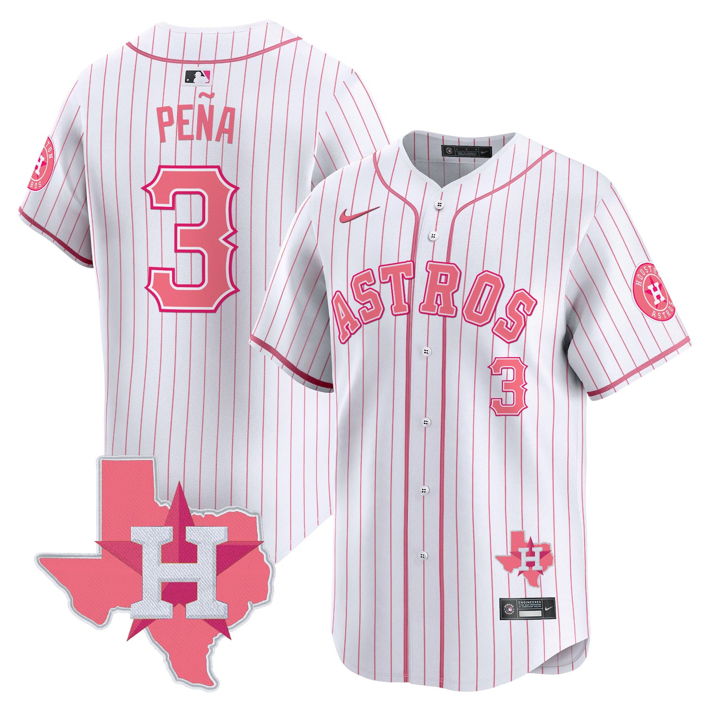 Astros Bubblegum Pink Vapor Premier Limited Jersey V2 - All Stitched