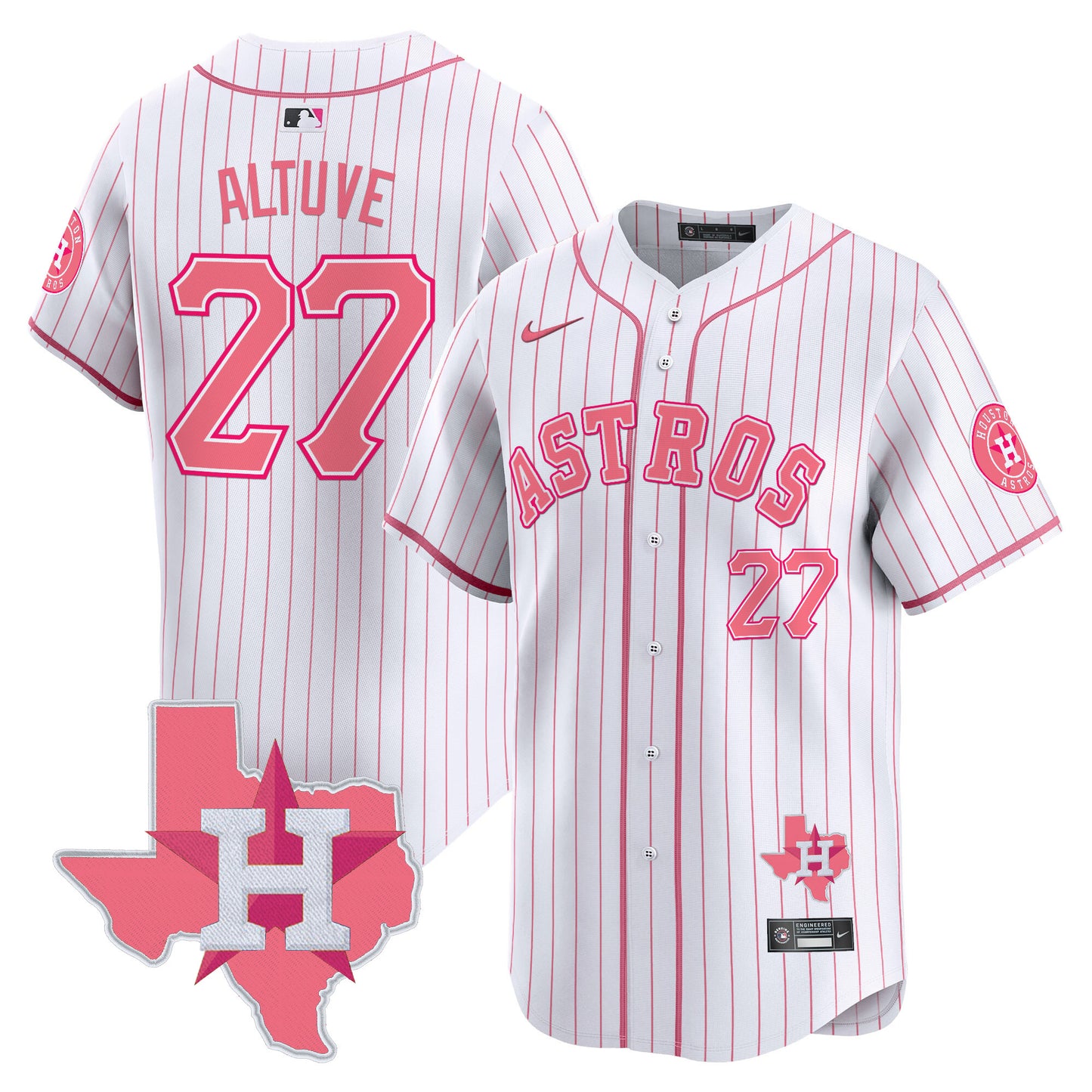 Astros Bubblegum Pink Vapor Premier Limited Jersey V2 - All Stitched