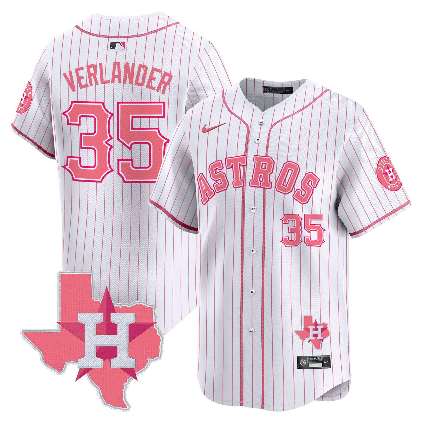 Astros Bubblegum Pink Vapor Premier Limited Jersey V2 - All Stitched