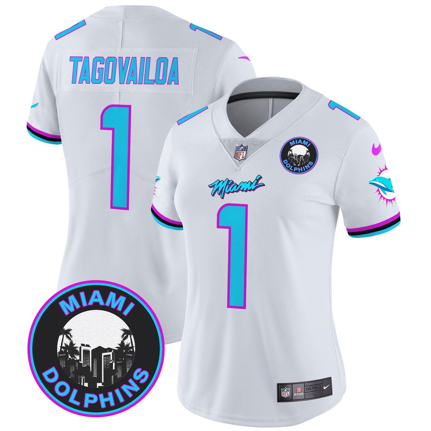 Women's Dolphins Miami Vice Vapor Limited Jersey V3 - All Stitched