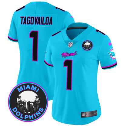 Women's Dolphins Miami Vice Vapor Limited Jersey V3 - All Stitched