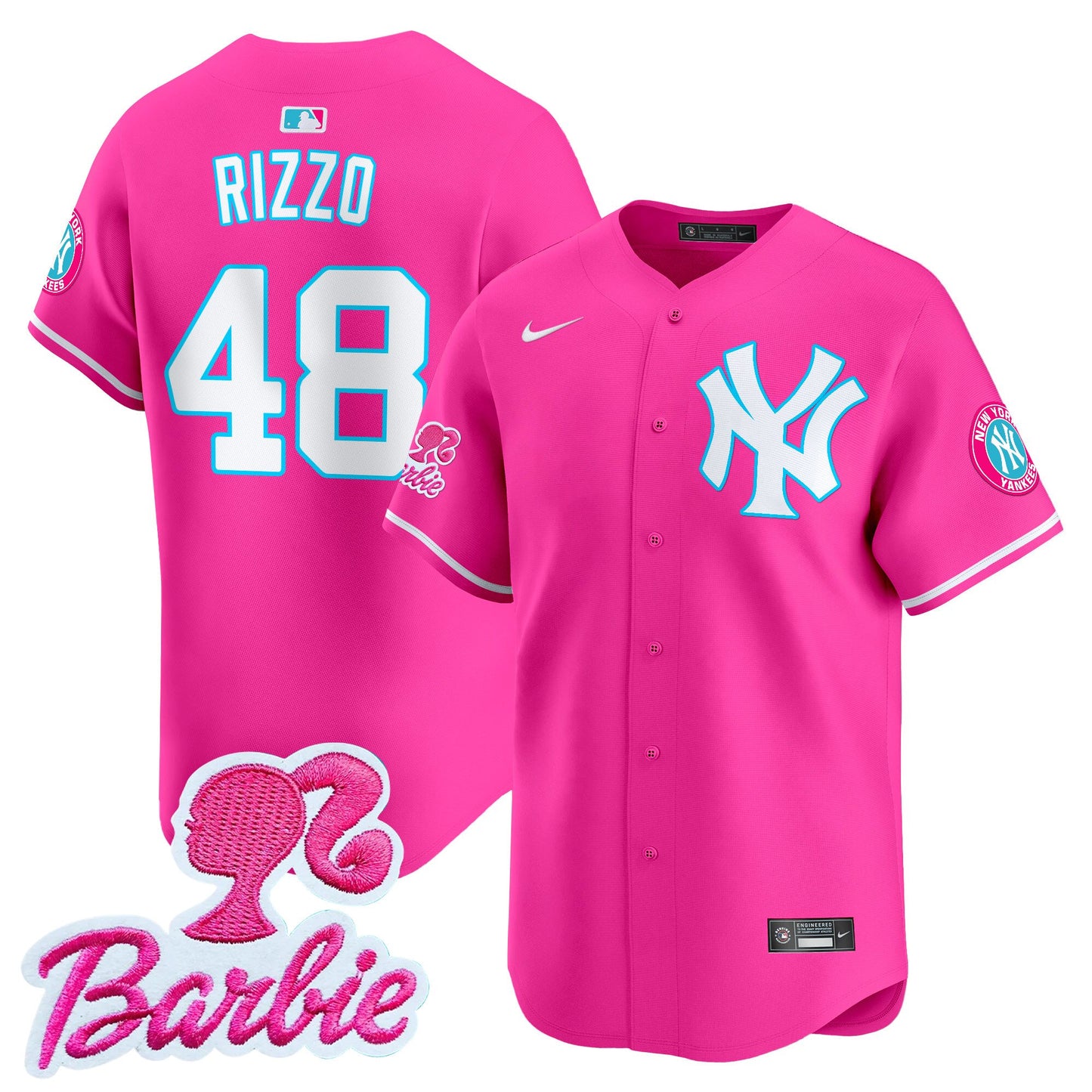 Yankees Barbie Patch Vapor Premier Limited Jersey - All Stitched